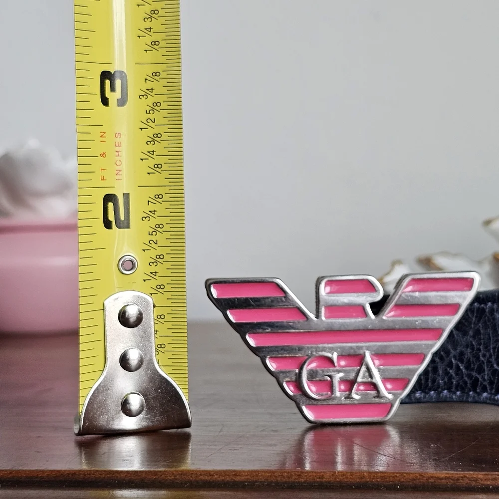 Rare Giorgio Armani Kid's Elastic Waist Pink Braided Logo Eagle Buckle Belt